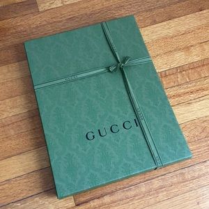 GUCCI green print gift box, tissue & ribbon